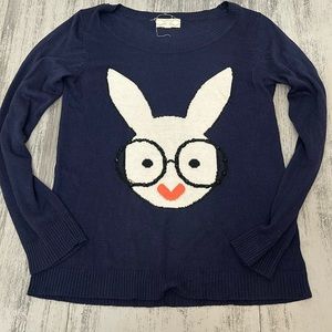 Navy blue PINK ROSE brand sz M Easter bunny sweater light weight